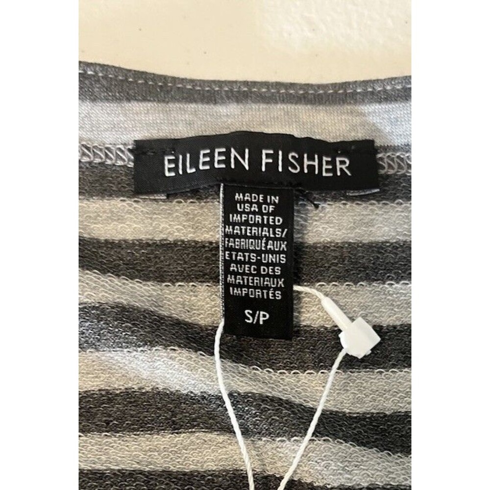 NWT Eileen Fisher Striped Cozy Brushed Terry Round Neck Long Box-Top Size Small - Picture 16 of 16